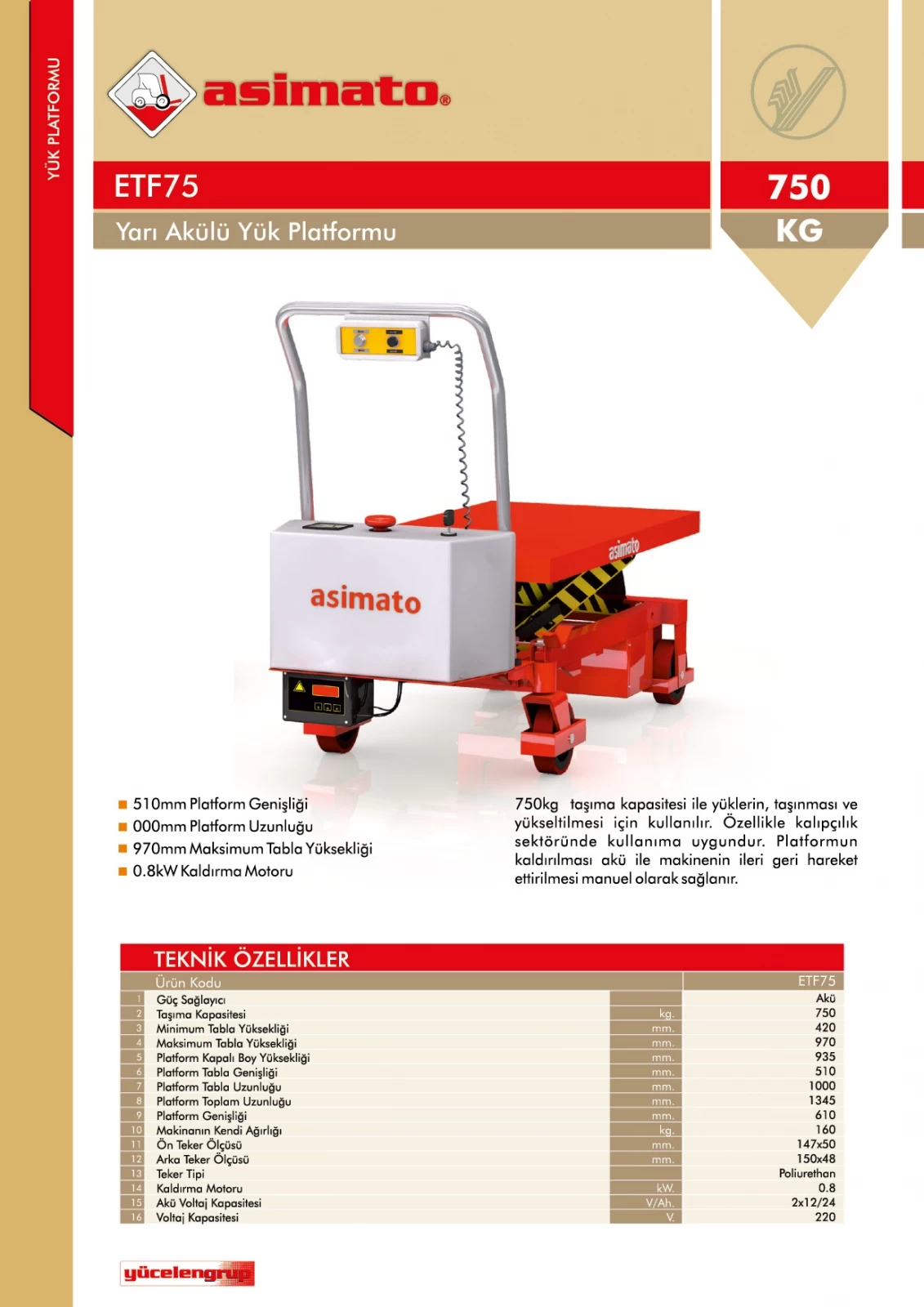 ETF75 Yarı Akülü Yük Platformu