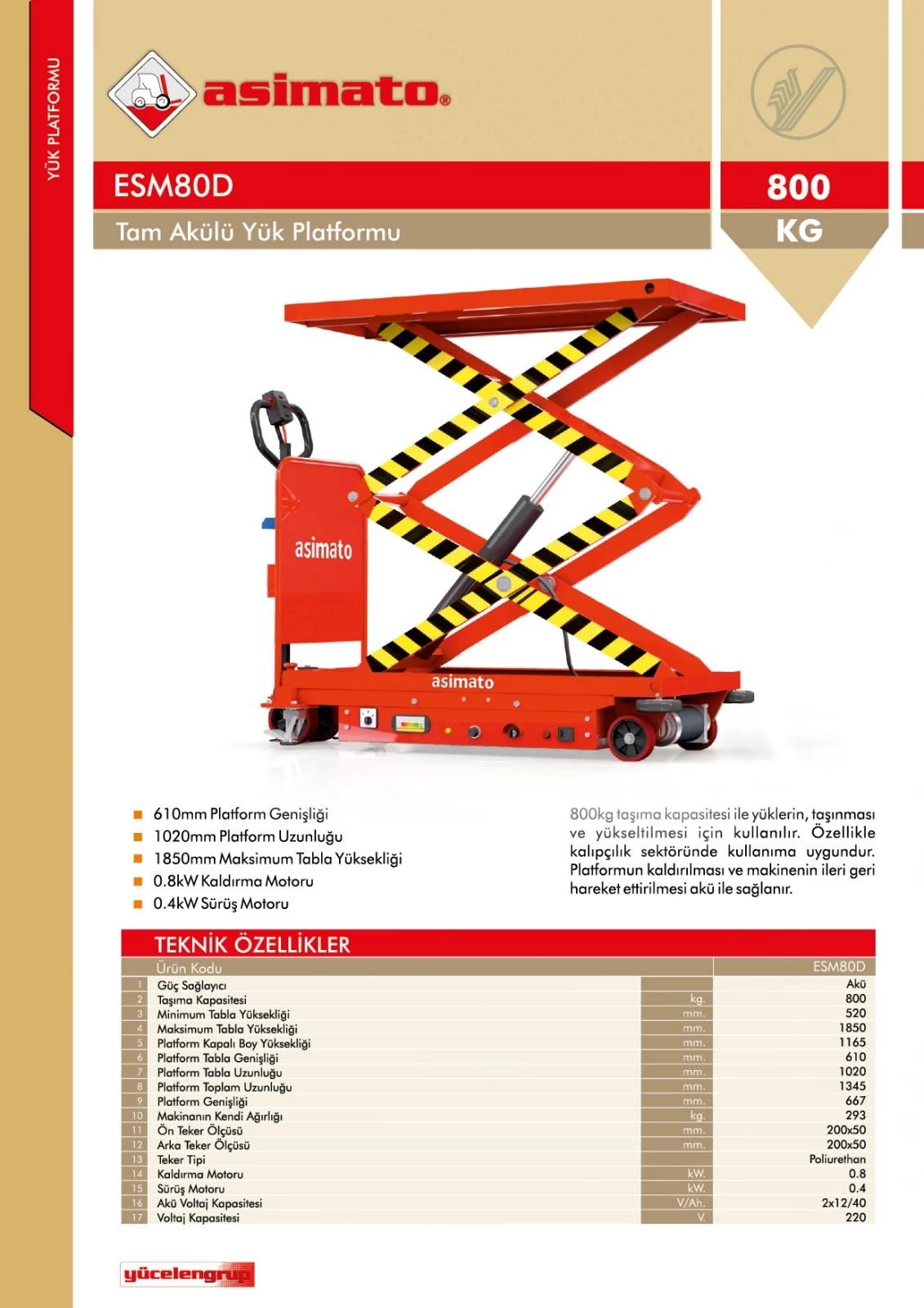 YLF202 Tam Akülü Yük Platformu